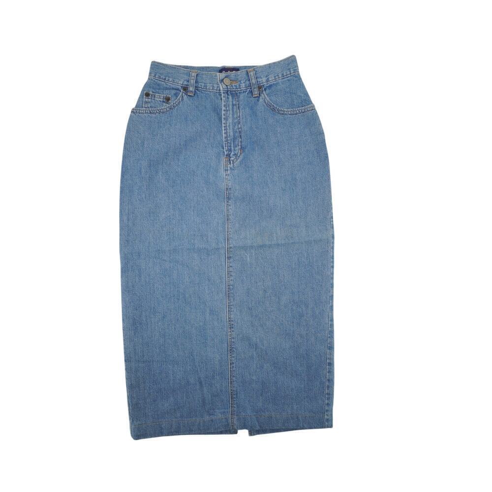 Vintage GAP Denim Maxi Pencil Skirt High Waist Side Slit Light Wash Size 1